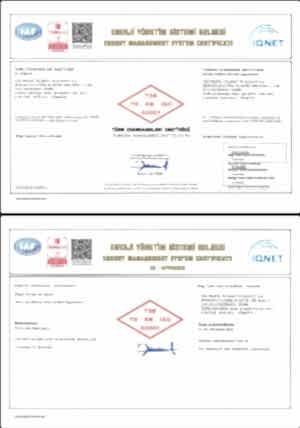 TS EN ISO 50001 ENERJİ YÖNETİM SİSTEMİ BELGESİ