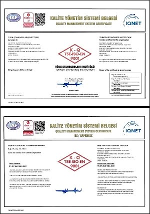 TS EN ISO 9001 KALİTE YÖNETİM SİSTEMİ BELGESİ
