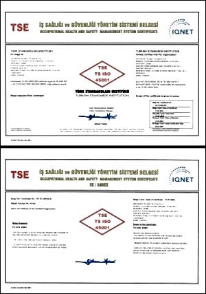 TS ISO 45001 İS SAĞLIĞI VE GÜVENLİĞİ YÖNETİM SİSTEMİ BELGESİ